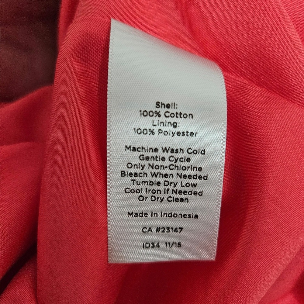 Talbots Fit & Flare Nautical Dress Women 10 Coral Sailboats Sleeveless Pockets - Picture 3 of 11